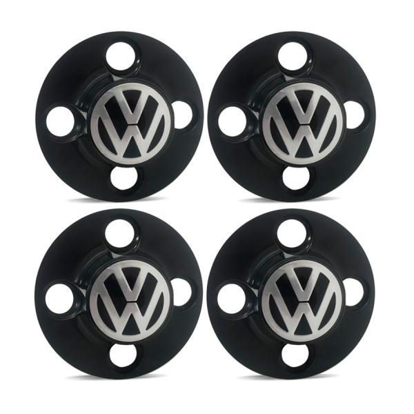 Jogo Calota Centro Roda Ferro VW Fusca Emblema Preto