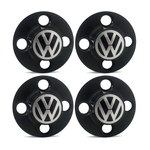 Jogo Calota Centro Roda Ferro VW Gol G1 Emblema Preto