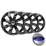 Jogo calota esportiva aro 14 Black com emblema Ford Fiesta Ka Escort Ecosport Focus - Elitte LC232