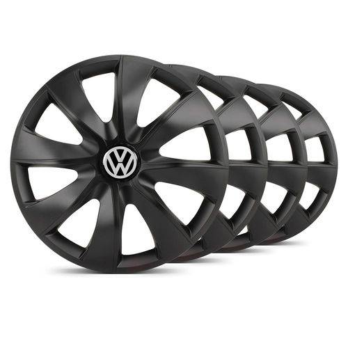 Jogo Calota Prime Unicolor Preta Fosca Aro 13 Vw New Beetle