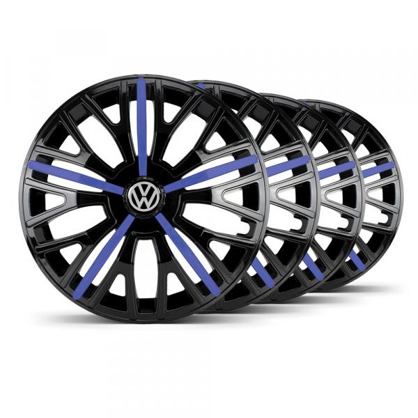 Jogo 4 Calota Triton Sport Aro 14 Preta / Azul VW - Elitte