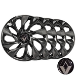 Jogo calotas esportivas Ds4 Black Brilhante com emblema Renault - Aro 13 - Clio Hatch E Sedan - LC302