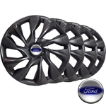 Jogo calotas esportivas Ds4 grafite com emblema Ford - Aro 13 - Fiesta Ka Escort Focus - LC301