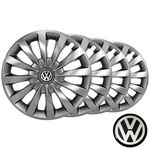 Jogo calotas esportivas Elitte Silver aro 13 com emblema VW - Fox Gol Voyage Saveiro - LC100