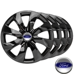 Jogo calotas esportivas preto com emblema Ford - Aro 13 - Fiesta Ka Escort Courier Focus Ecosport - LC202