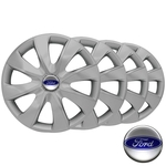 Jogo calotas esportivas prime silver com emblema Ford - Aro 13 - Fiesta Ka Escort Focus Courier - LC200