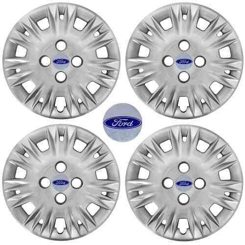 Jogo Calotas Grid Aro 14" Ford Fiesta 2014 C/ Emblema