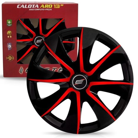 Jogo Calotas Prime Aro 13' Black Red