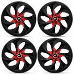 Jogo de Calota Esportiva Tuning Aro 14 Universal Prime Preto e Vermelho 4 Peças