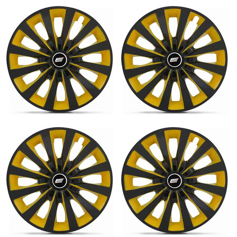 Jogo de Calota Esportiva Tuning Elite Aro 13 Universal Yellow Amarelo e Preto 4 Peças