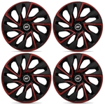 Jogo de Calota Tuning Aro 14 DS4 Universal para Cubo 4x100 4x108 Red Cup Preto e Vermelho 4 Peças