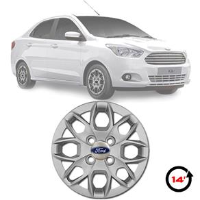 Jogo de Calotas Ford Ka + Sedan 2015 2016 2017 com Emblema Aro 14 GRID