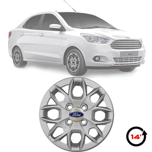 Jogo de Calotas Ford Ka + Sedan 2015 2016 2017 com Emblema Aro 14 Grid