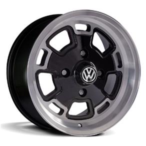 Jogo de Rodas Fusca Aro 15 X 6,0 4x130 ET24 Volkswagen Volcano Germany Preto Diamantado