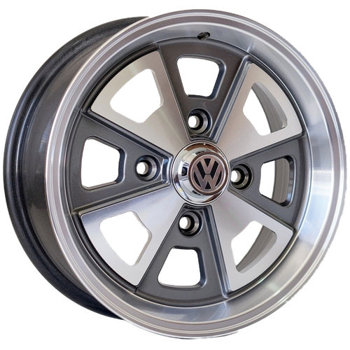 Jogo de Rodas Fusca Aro 15 X 6,0 4x130 ET36 R84 Volkswagen Grafite Diamantado