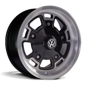 Jogo de Rodas Fusca Aro 15 X 6,0 5x205 ET24 Volkswagen Volcano Germany Preto Diamantado