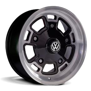 Jogo de Rodas Fusca Aro 15 X 6,0 5x112 ET24 Volkswagen Volcano Germany Preto Diamantado