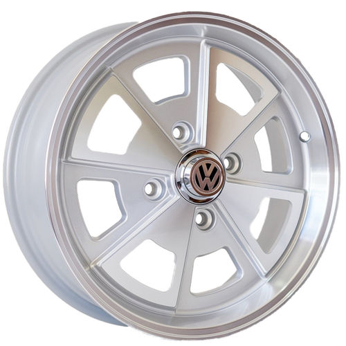 Jogo de Rodas Fusca Aro 17 X 6,0 4x130 ET42 R84 Volkswagen Prata Diamantado