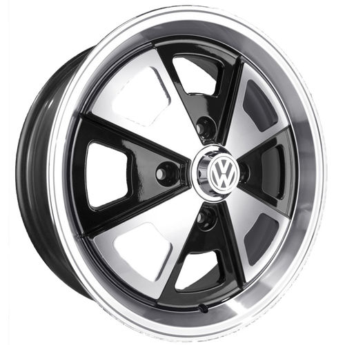 Jogo de Rodas Fusca Aro 17 X 6,0 4x130 ET42 R84 Volkswagen Preto Diamantado