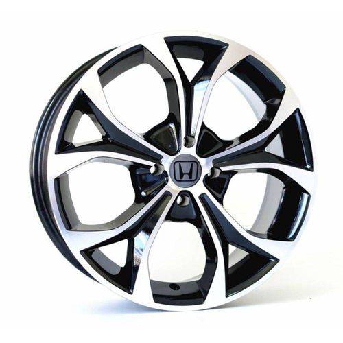 Jogo de Rodas Kr R-29 Honda New Civic Aro 20" Furação 5x114,3 Acabamento Preto e Diamante Tala 7,5