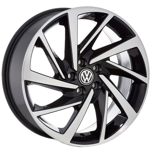 Jogo de Rodas New Polo Aro 18 X 7,0 5X112 Et47 Volkswagen R93 Preto Diamantado