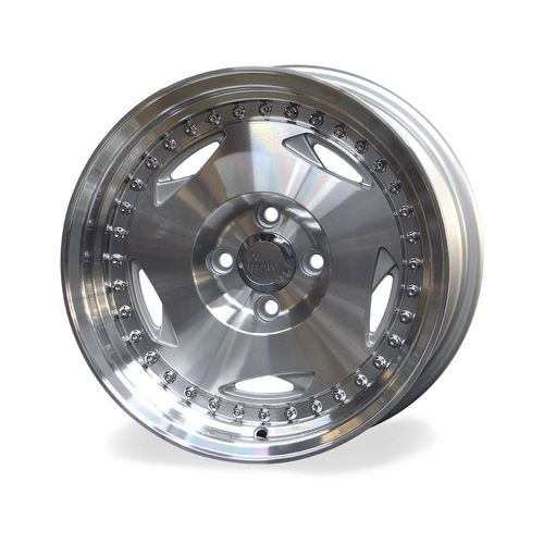 Jogo de Rodas Sport Aro 15" 4X100 - BA07 Prata Diamantada