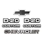 Jogo Emblemas Chevrolet D20 Gravata Preta Custom 1983 A 1996