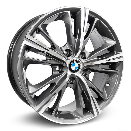 Jogo Roda KR R55 BMW Serie 4 Aro 17 - Grafite Diamantada Roda R55 Aro 17 - 5x105 Tala: 7,0 Off-Set: 40