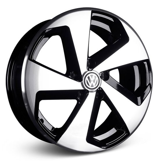 Jogo Roda KR R71 Volkswagen Golf GTI Aro 20 - Preta Diamantada Roda R71 Aro 20 - 4x108 Tala: 7,5 Off-Set: 38