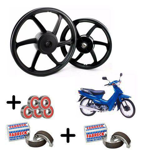 Jogo Roda Liga Crypton 105 Ate 2009 + Rolamentos + Lonas - Fabreck