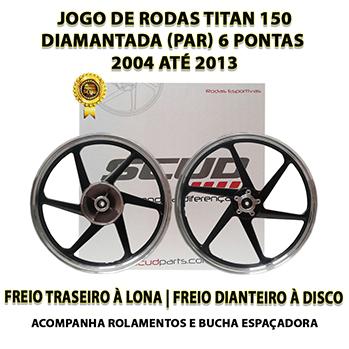 Jogo Roda Liga Leve Titan 150 Scud Diamantada Freio Disco