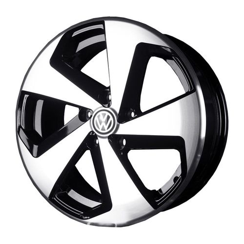 Jogo de Rodas Kr R-71 Vw Golf Aro 17" Furação 5x100 Acabamento Preto e Diamante Tala 6 Et 42