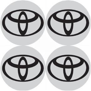 Kit 4 Adesivo PVC P/ Calota Emblema 48mm Preto Toyota