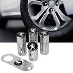 Kit 4 Bicos Anti Furto Cromados + Chave Aperto Bicos Válvula Roda Fabricado em Aço Logo Peugeot