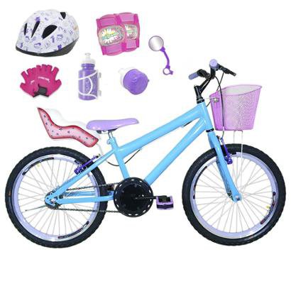 Kit Bicicleta Infantil Aro 20 FlexBikes C/ Cadeirinha de Boneca, Capacete, Kit Proteção e Acessórios