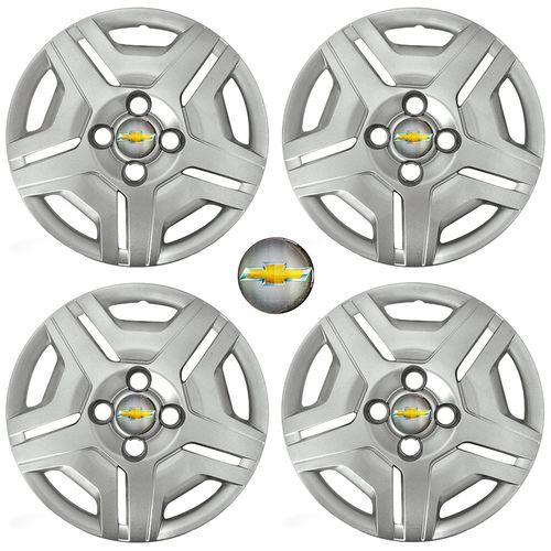 Kit Calota Aro 13 Corsa / Corsa Classic Cb Grid com Emblema Resinado Dourado