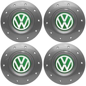 Kit Calota Centro Roda Ferro Vw Aro 14 15 Amarok Grafite -v2