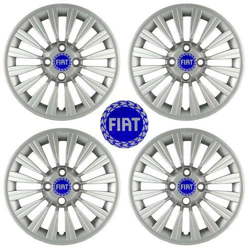 Kit Calotas Grid Aro 14 Fiat Punto Emblema Azul