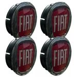 Kit Calotinha Centro De Roda Fiat Punto 49mm Logo Vermelho