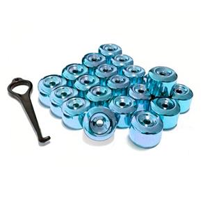Kit Capa de Parafuso Chave 17 Metalizada Azul 20 Peças Calota