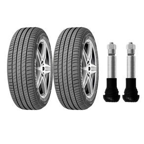 Kit com 2 Pneus Aro 17 Michelin - 215/50 - Primacy 3 GRNX - 95W e 2 Bicos de Pressão Cromados para Pneu