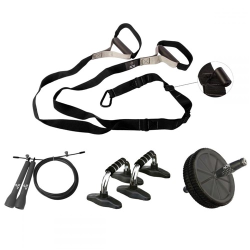 Kit Cross Fit - Corda (t79) + Roda Ab (t14) + Apoio para Flexão (t120) + Fita (t84)