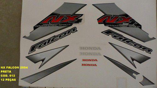 Kit de Adesivos Nx 400 Falcon 04 - Moto Cor Preta 612 - Jotaesse