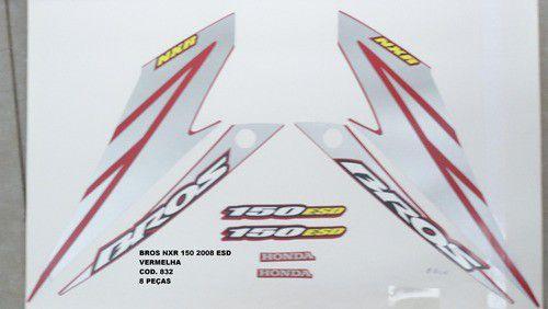 Kit de Adesivos Nxr 150 Bros Esd 08 Moto Cor Vermelha - 832 - Jotaesse