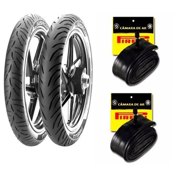 Kit de Pneus 80/100-14 + 60/100-17 TT Pirelli Super City + Camaras de ar BIZ 100/110/125