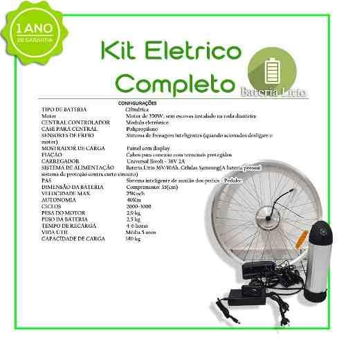 Kit Elétrico 350 W Bicicleta - Bateria Litio para Freio Disco - Tecbike