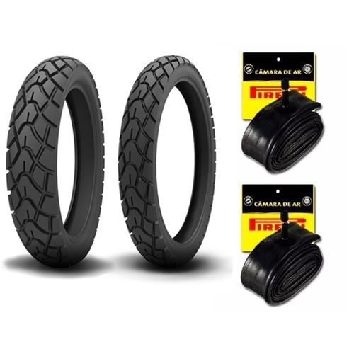 Kit Par Pneu 110/90-17 + 90/90-19 Kenda + Camaras de Ar Bros/tracer