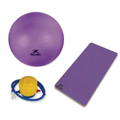 Kit Pilates Bola 65 Cm + Colchonete Roxo 1mt X 50 Cm X 1 Cm