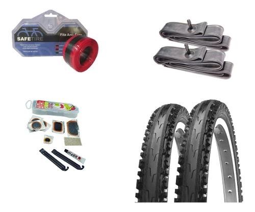 Kit 2 Pneu Aro 26X1.95 K.847 + 2 Câmara + Proteção + Reparo