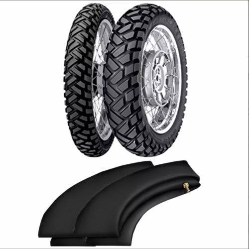 Kit Pneu Bross Nxr125 Nxr150 110/90-17 + 90/90-19 Enduro 3 Sahara Metzeler